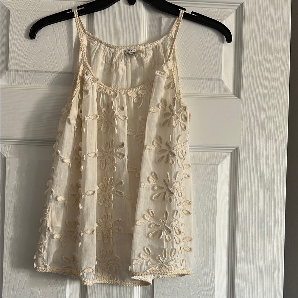 Flowery Cream Sleeveless Top